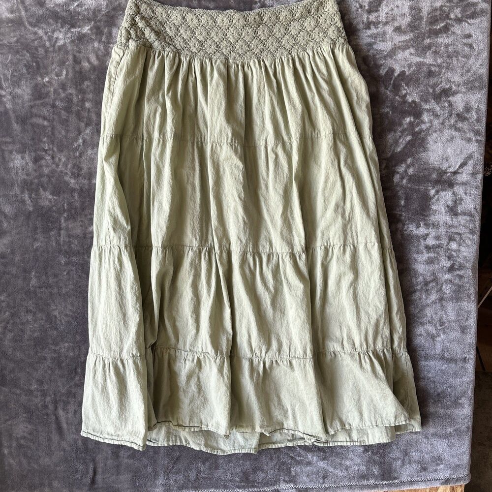 Tiered Maxi Skirt Women’s Size XL Sage Green Bohemian Hippie Prairie